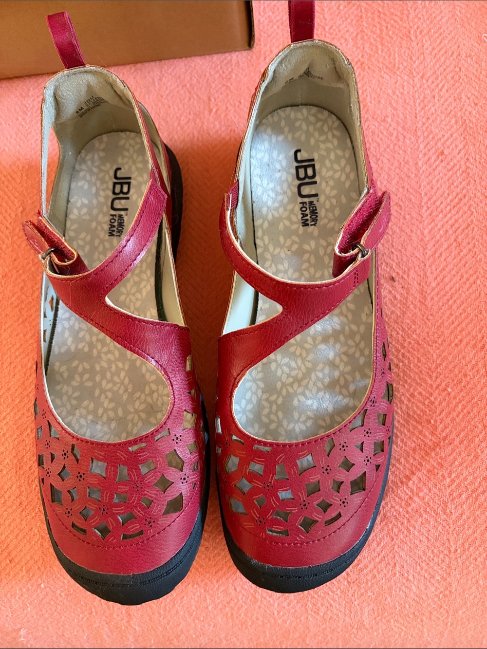 JBU Women's Red Cutout Mary Jane Flats - Picture 3 of 3